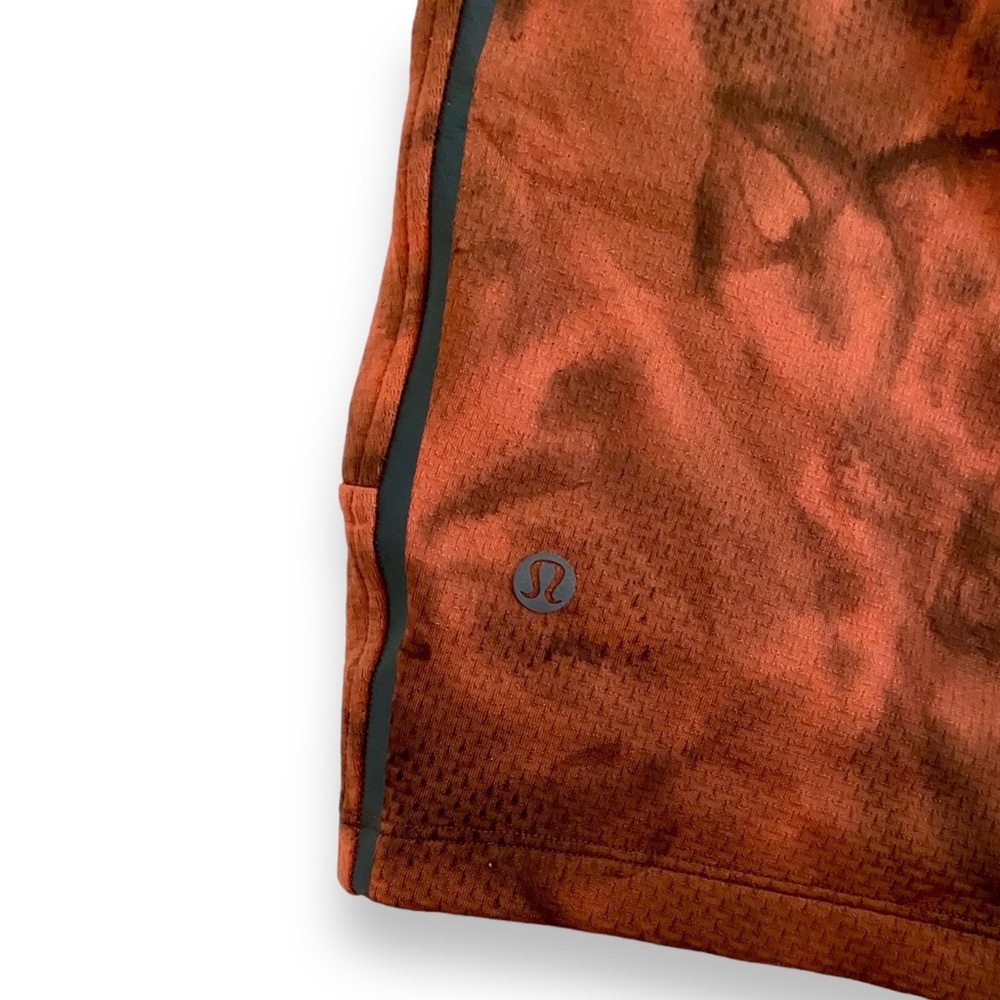Lululemon Textured Tech Short 7" Diamond Dye Warm Coral Seared Grey Orange Large - Picture 9 of 11